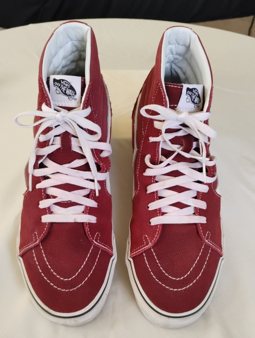 Vans Brick Red SK8 High-Top Sneakers with White Laces Sz 10.5 Men's 12 Women's